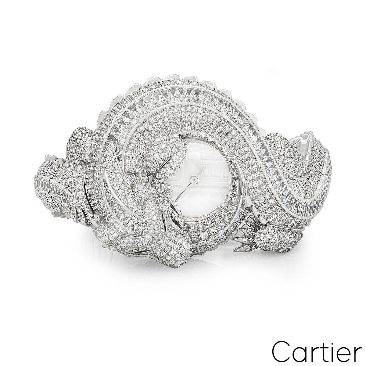 Cartier White Gold Diamond Mystery Watch Rich Diamonds